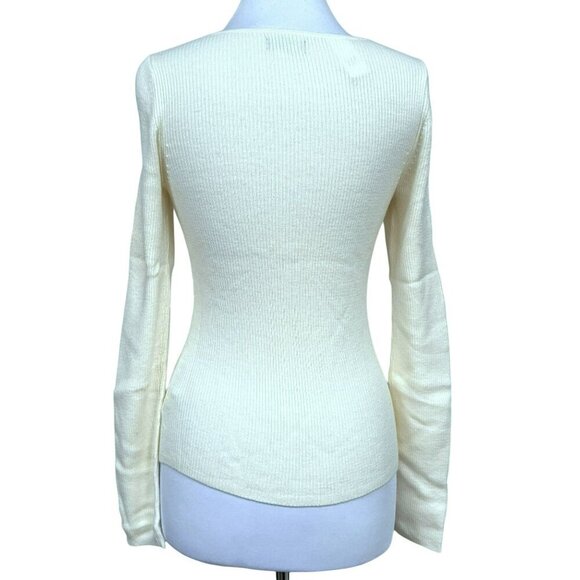 GAP Sweetheart Corset Long Sleeve Sweetheart Neckline Sweater Ivory Sz Large NEW - Picture 4 of 5